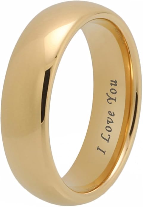 TUTISS 4mm 6mm 8mm 10mm Silver/Gold/White Tungsten Rings for Men Women Couple Fashion Jewelry Anniversary Engagement Wedding Bands Domed Polished I Love You Engraved Comfort Fit