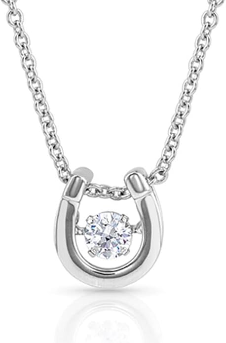 Montana Silversmiths Women's Dancing Birthstone Cubic Zirconia Horseshoe Pendant Necklace