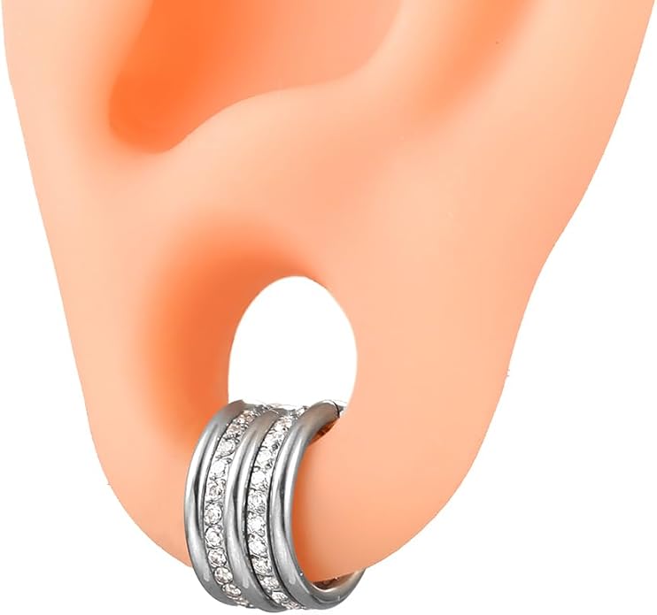 Casvort 5/10 PCS 16G Seamless Septum Nose Piercing Rings Zirconia Segment Tragus Hoop Rings 316 Stainless Steel Helix Ring Stack Clickers Ear Plugs Hangers Women Body Jewelry