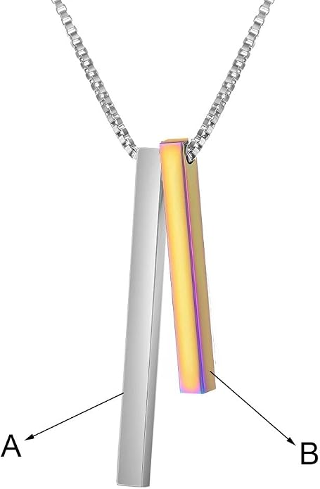 LUSSO Customized 925 Sterling Silver Engraved Bar Necklace For Women And Men, 14K Yellow Gold Or Rose Gold Custom Name Necklace Personalized Verticial Bar Necklace, Name Plate Necklaces