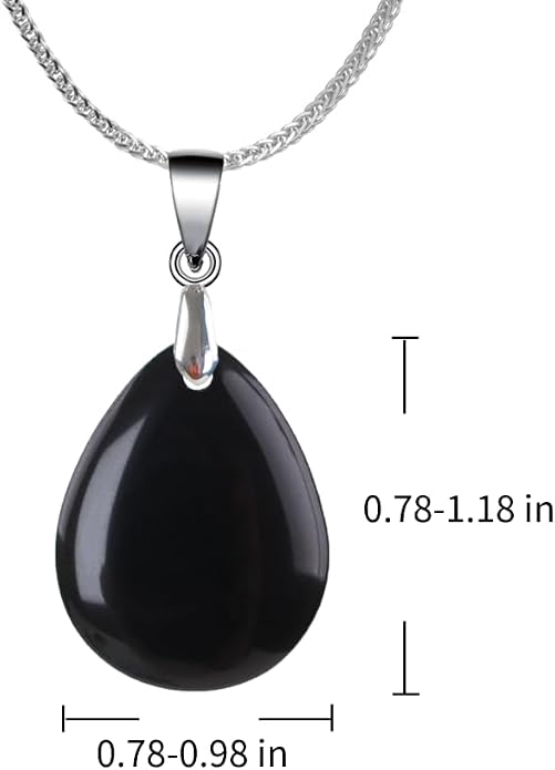 iSTONE 925 Sterling Silver Natural Crytral for Womens Pendant Necklace, Gemstone Birthstone with 17.8" Silver Chain Ladies