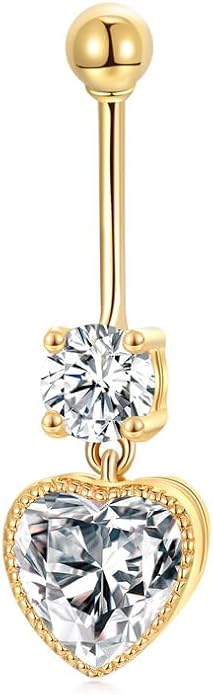 Opal CZ Dangle Belly Button Rings for Women 925 Sterling Silver 16G Heart Teardrop Sun Navel Rings Belly Piercing Jewelry Gift