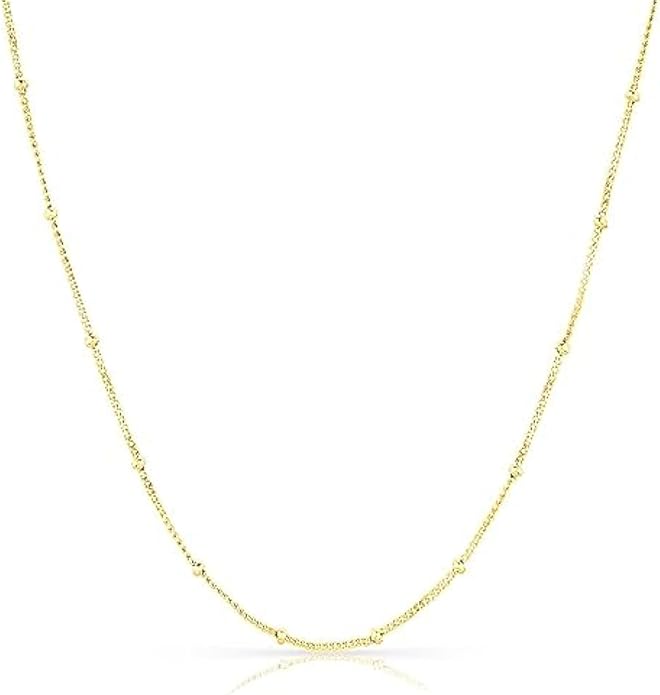 Bead Station Necklace on Cable Chain - 2 mm beads, Minimalist 925 Sterling Silver Necklace for Women, Simple & Elegant - Stylish Gift Packaging for Special Occasions