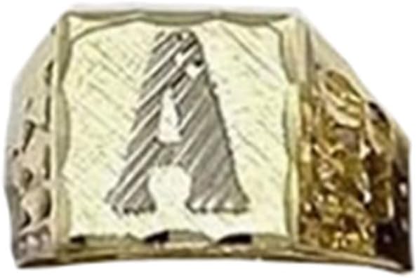 Nugget Style Initial Letter Ring, A-Z, 18K Gold Plated, Non Tarnish