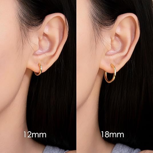 14K Gold Huggie Hoop Earrings for Women - Small Minimalist Earrings
