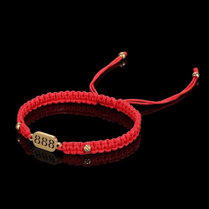 Buddha & Karma Red String Bracelet 888 - Adjustable Ankle Bracelet for Adult Women & Men - Woven Bracelet for Protection & Luck