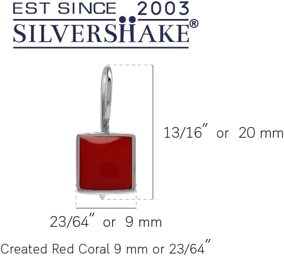 Silvershake 9MM Square Shape Stone Inlay White Gold Plated or 18K Gold Plated 925 Sterling Silver Basic Hook Closure Earrings Jewelry for Women