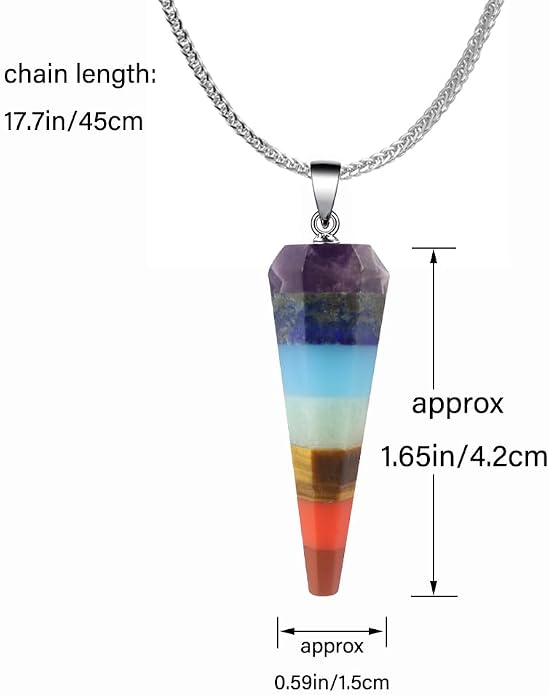 iSTONE 925 Sterling Silver Natural Crytral for Womens Pendant Necklace, Gemstone Birthstone with 17.8" Silver Chain Ladies