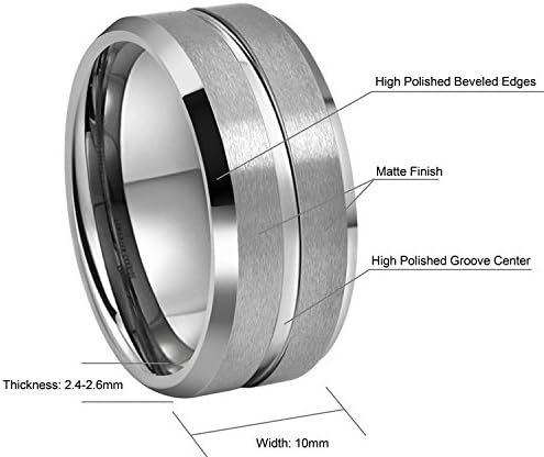 CROWNAL 10mm 8mm 6mm Tungsten Wedding Band Ring Engraved I Love You Men Women Polished Groove Matte Finish Beveled Edges Size 5 To 17