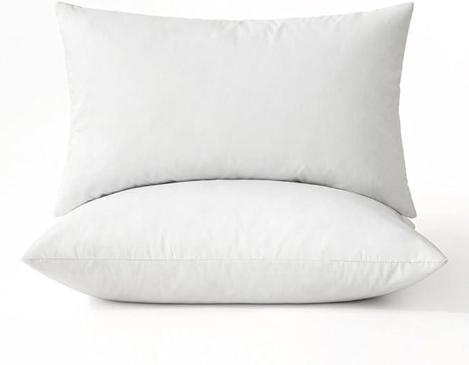 MIULEE 12x20 Pillow Inserts, Set of 2 Feather Down Throw Pillows | Choppable and No Smell, Double-Layer Down-Proof Cotton Cover, Decorative Pillows for Couch Sofa and Bed