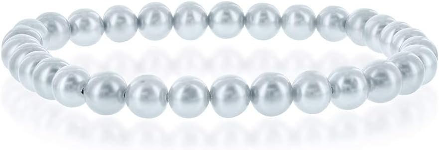 Blue Ocean Pearls Round Freshwater Cultured Pearl Bride & Bridesmaid 8" Stretch Strand Bracelet - Choice of Pearl Size and Color