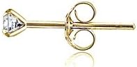 14K Gold Earrings, Round Cubic Zirconia Tiny Small Pierced Long Posts Stud Cartilage CZ Earrings for Women Men, 2mm, 3mm, 4mm, 5mm