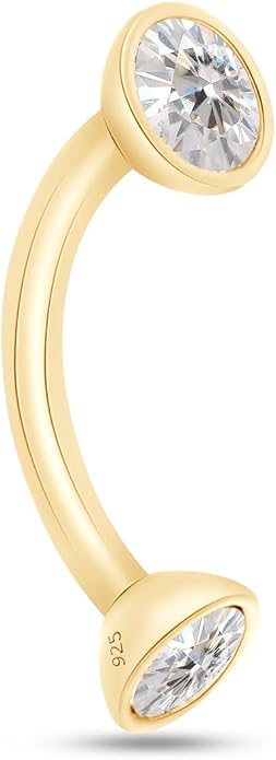 SAVEARTH DIAMONDS 1/3 Carat Round Cut Lab Created Moissanite Diamond Belly Button Navel Rings Body Piercing Jewelry For Women In 14K Gold Over Sterling Silver (VVS1 Clarity, 0.33 Cttw)