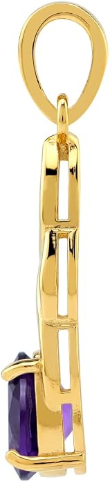 Silvershake 8X6mm Oval Shape Birthstone Gemstone Antique Finishing or Yellow Gold Plated 925 Sterling Silver Celtic Knot Weave Solitaire Pendant or Pendant with 18 Inch Chain Necklace Jewelry for Women