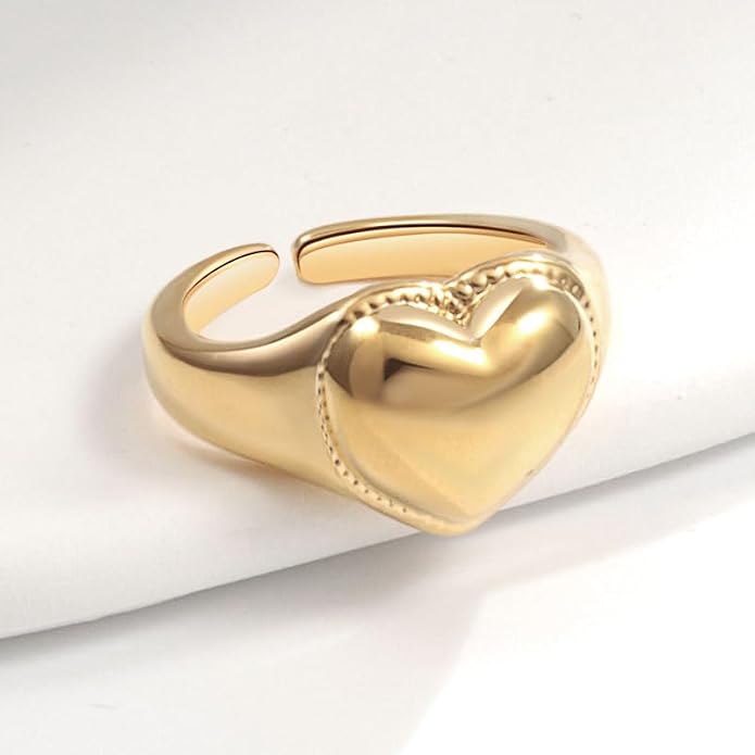 YBMYCM 3-10Pcs Dome Rings Set Chunky Gold Ring for Women Men 14k Gold Plated Thick Adjustable Statement Ring Gold/Silver