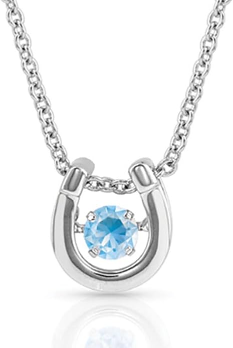 Montana Silversmiths Women's Dancing Birthstone Cubic Zirconia Horseshoe Pendant Necklace