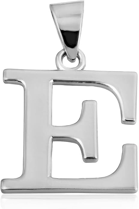 Claddagh Gold .925 Sterling Silver Initial Pendant Charm – Personalized Alphabet Letter Jewelry in 0.80mm or 0.55mm Block Font