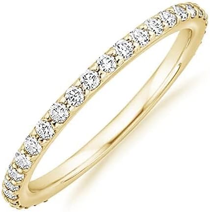Stackable Eternity Ring for Women 14K Gold Plated Cubic Zirconia Simulated Diamond Wedding Band Silver Jewelry