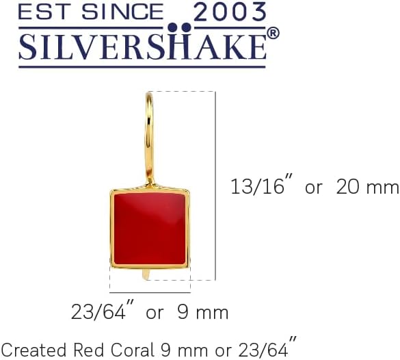 Silvershake 9MM Square Shape Stone Inlay White Gold Plated or 18K Gold Plated 925 Sterling Silver Basic Hook Closure Earrings Jewelry for Women