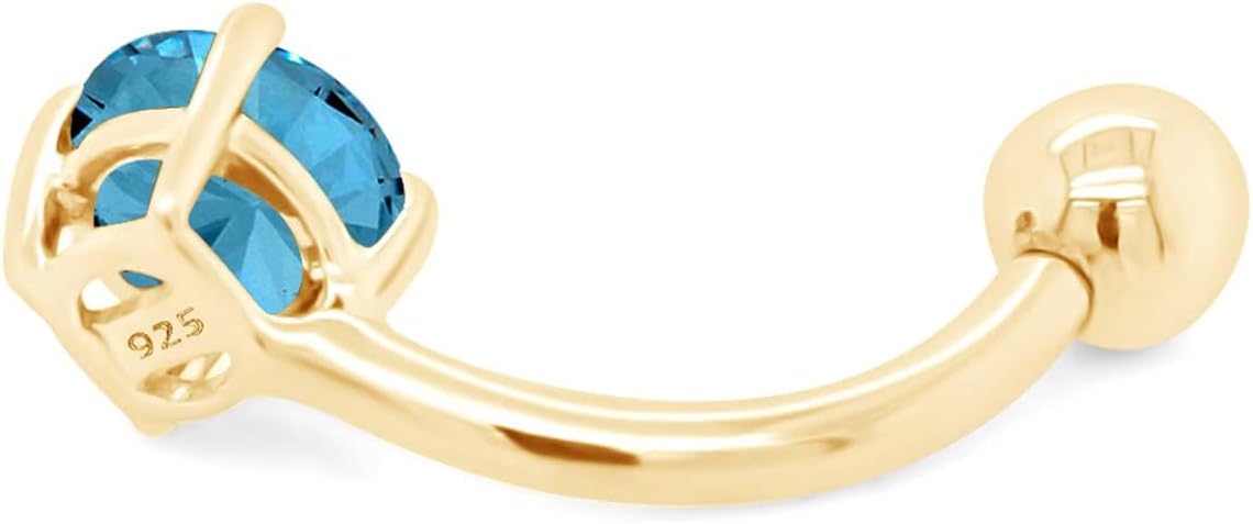 AFFY Round Shape Body Piercing Curved Barbells, Floating Navel Belly Piercing Button Premium Surgical Steel Ring in 14K Gold Over Sterling Silver