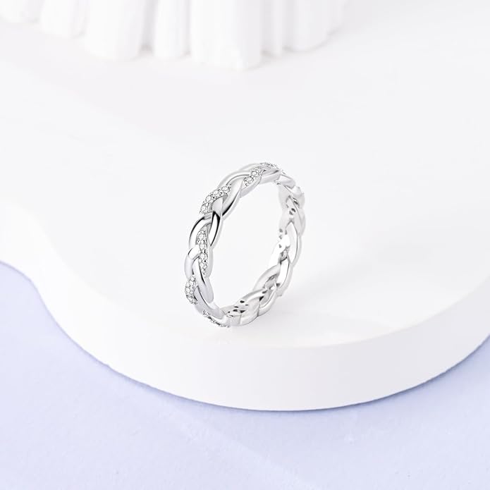 925 Sterling Silver Rings for Women | Elegant Dainty Hoop & Band Rings with 5A Cubic Zirconia | Daily Wear Jewelry with Gift Bag (Sizes 6-9)