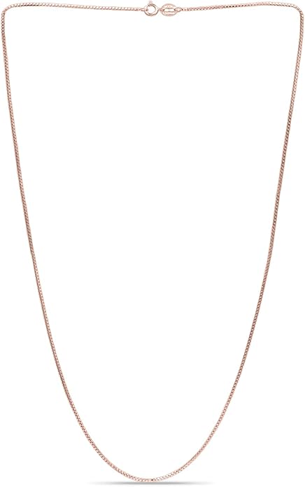 SEA OF ICE Chain Necklace 925 Sterling Silver with Ring Clasp Closure, Italian Box Necklace Chain Necklace for Women & Men, Available in Gold, Rose Gold, Silver, and Black Rhodium, Multisize