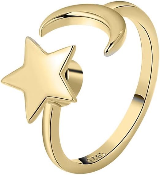 Fidget Ring Anxiety Spinner Ring Open Adjustable Sunflower Star Moon Windmill Butterfly Rings Daisy Stress Relieving Fidget Women Cubic Zirconia Anti Stress Mood Rotate Inspirations Jewelry