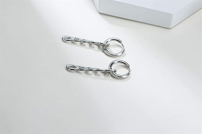 VNOX Unisex Vinatge Stainless Clip On Earrings Non Piercing Feather Charm Dangle Hinged Stud Earrings for Men Women Teen
