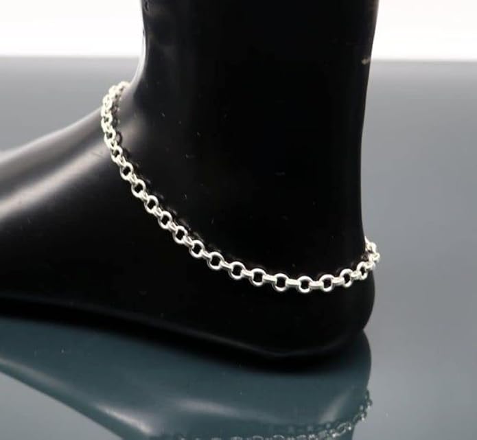 925 Sterling Silver Anklets For Women, Ankle Bracelets for Women, Basic Chain Link Anklets For Women, Rope Chain, Curb Chain Anklet, Figaro Chain