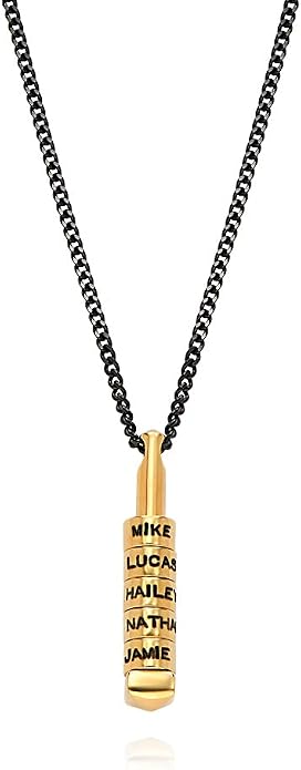 Custom Sterling Silver Men Name Necklace - Up to 6 Inscriptions - Stainless Steel, Gold or Gold Vermeil Plated - Meaningful Father's Day Gift for Him, Husband