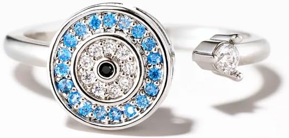 LIU JUN To My Daughter - Evil Eye Fidget Ring For Women, It Can Drive Away Your Anxiety CZ Spinning Adjustable Inspirations Gift Jewelry