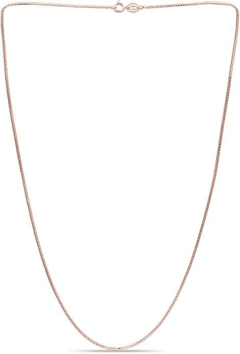 SEA OF ICE Chain Necklace 925 Sterling Silver with Ring Clasp Closure, Italian Box Necklace Chain Necklace for Women & Men, Available in Gold, Rose Gold, Silver, and Black Rhodium, Multisize