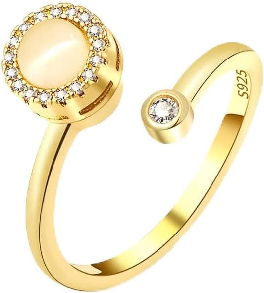 Fidget Ring Anxiety Spinner Ring Open Adjustable Sunflower Star Moon Windmill Butterfly Rings Daisy Stress Relieving Fidget Women Cubic Zirconia Anti Stress Mood Rotate Inspirations Jewelry