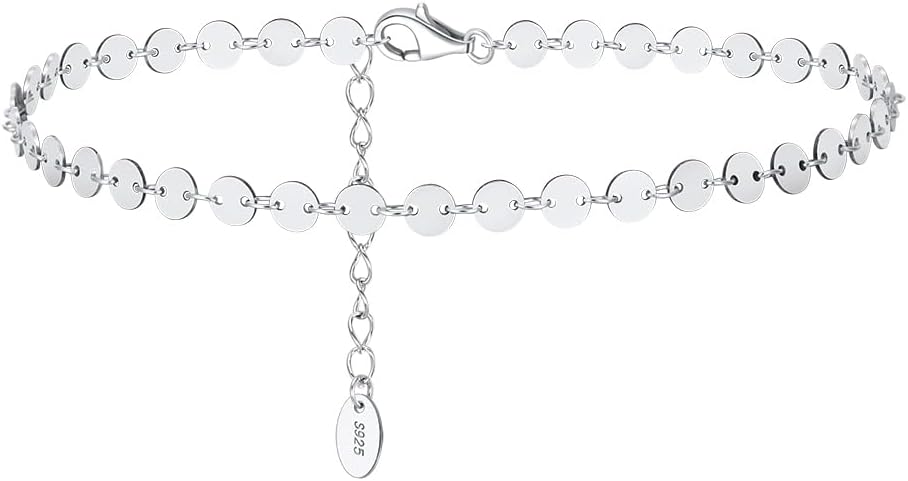925 Sterling Silver Chain Anklets Bracelet For Women Adjustable Anklet Bracelet With Rhodium Plating For Long-Lasting Shine Silver Anklets For Women Jewelry Gift for Women