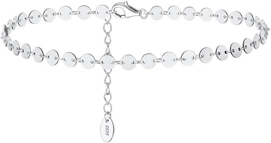 925 Sterling Silver Chain Anklets Bracelet For Women Adjustable Anklet Bracelet With Rhodium Plating For Long-Lasting Shine Silver Anklets For Women Jewelry Gift for Women