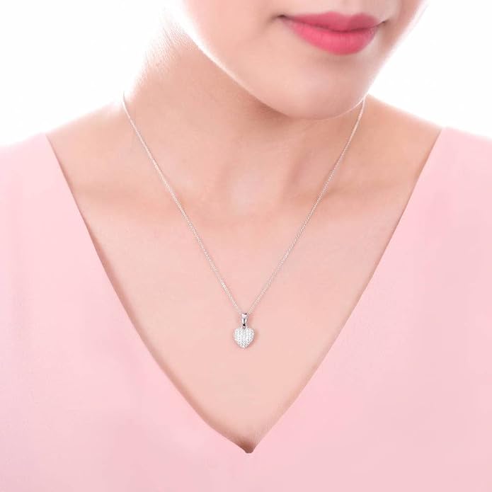 BERRICLE Sterling Silver Heart Pendant Necklace for Women, Cubic Zirconia CZ 18 inch