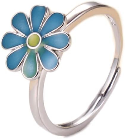 COLORFUL BLING Delicate Silver Cubic Zirconia Daisy Flower Butterfly Fidget Anxiety Rings for Women Adjustable Open Sunflowers Evil Eyes Stress Relief Stackable Rings