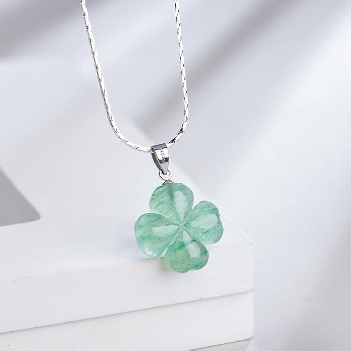 iSTONE 925 Sterling Silver Natural Crytral for Womens Pendant Necklace, Gemstone Birthstone with 17.8" Silver Chain Ladies