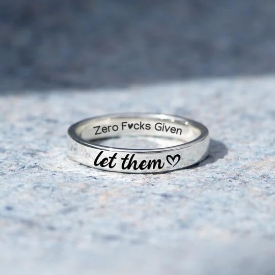 Let Them Zero Fcks Given Mantra Rings for Women, Inspirational Stainless Steel Engraving Stackable Ring Self Worth Motivation Circle Rings, Personality Friendship Gift Jewelry for Women