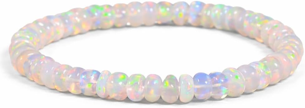 Natural Ethiopian Opal Bracelet, Stretchable Bracelet, Welo Fire, Smooth Bracelet, Jewelry, Beads Bracelet,4 MM