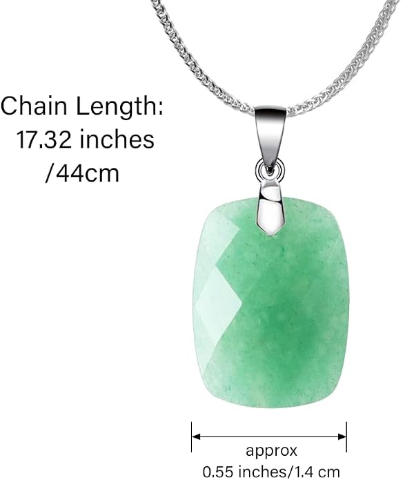 iSTONE 925 Sterling Silver Natural Crytral for Womens Pendant Necklace, Gemstone Birthstone with 17.8" Silver Chain Ladies