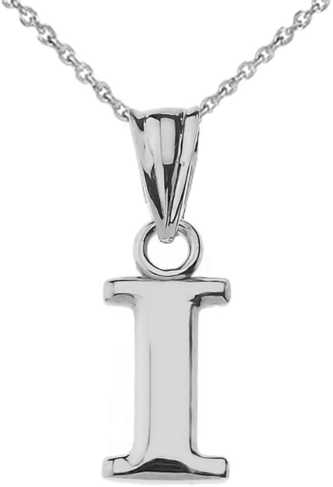 Claddagh Gold .925 Sterling Silver Initial Pendant Charm – Personalized Alphabet Letter Jewelry in 0.80mm or 0.55mm Block Font