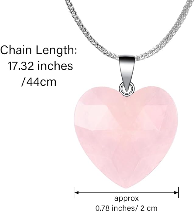 iSTONE 925 Sterling Silver Natural Crytral for Womens Pendant Necklace, Gemstone Birthstone with 17.8" Silver Chain Ladies