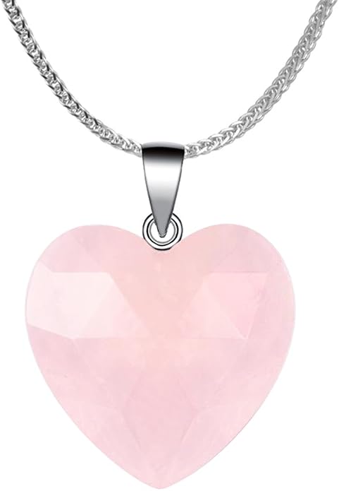 iSTONE 925 Sterling Silver Natural Crytral for Womens Pendant Necklace, Gemstone Birthstone with 17.8" Silver Chain Ladies