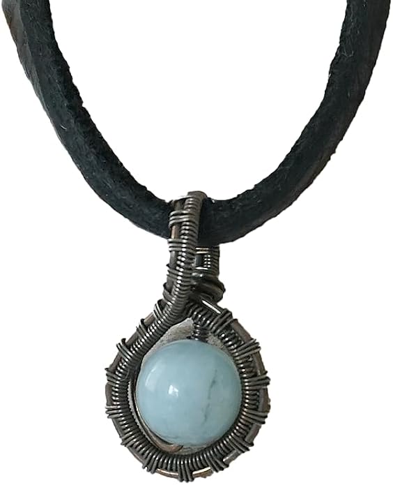 Simple Men's Birthstone Crystal Necklace with Leather Cord
