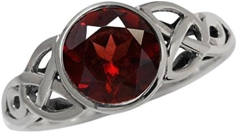 Silvershake 8MM Round Genuine Gemstone 925 Sterling Silver Trinity Triquetra Celtic Knot Ring