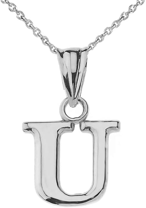 Claddagh Gold .925 Sterling Silver Initial Pendant Charm – Personalized Alphabet Letter Jewelry in 0.80mm or 0.55mm Block Font