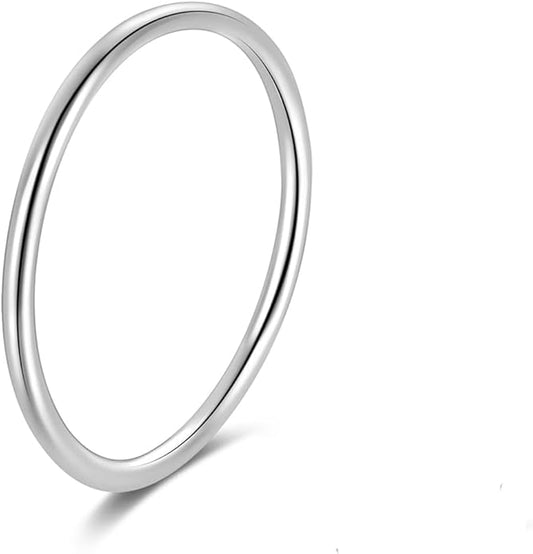 CANDYFANCY 925 Sterling Silver 1.2mm Stacking Midi Thin Rings Thumb Pinky Ring Stack Knuckle Rings for Women Band Ring Size 2.5-8.5
