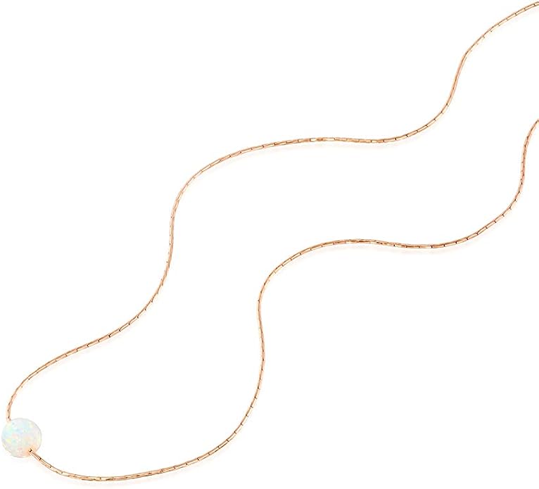 Opal Bead Choker Necklace – Rose and Gold Filled or Sterling Silver, Blue or White Opal Ball, Dainty Minimalist Jewelry 13.5"-16.5"