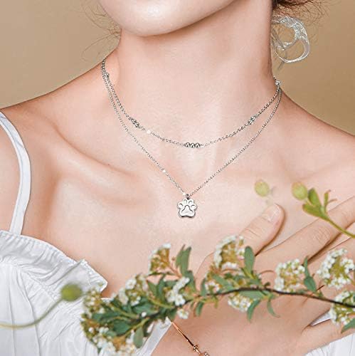 Layered Choker Necklaces for Women S925 Sterling Silver Circle/Heart/Cross/Star Multi Layered Necklace Handmade Bead Chain Adjustable Jewelry for Birthday